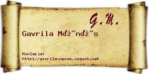Gavrila Ménás névjegykártya